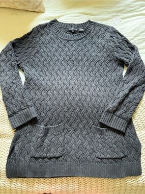Women’s Jean Pierre 100% Cotton Charcoal Cable Knit Crewneck Sweater Size M